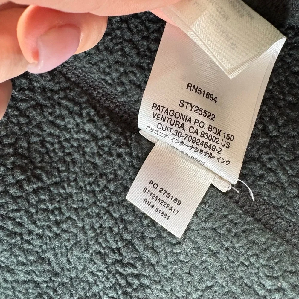 Patagonia Worn Wear Forest Green Half-Zip Fleece Long‎ Sleeve Top L Hiking Camp - Picture 7 of 7